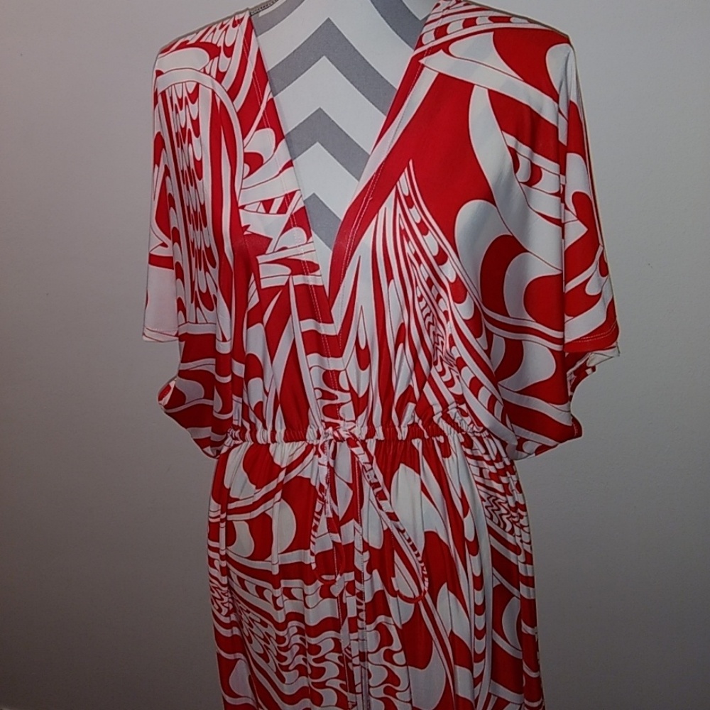 Red & White Vintage Style Maxi Dress 2X